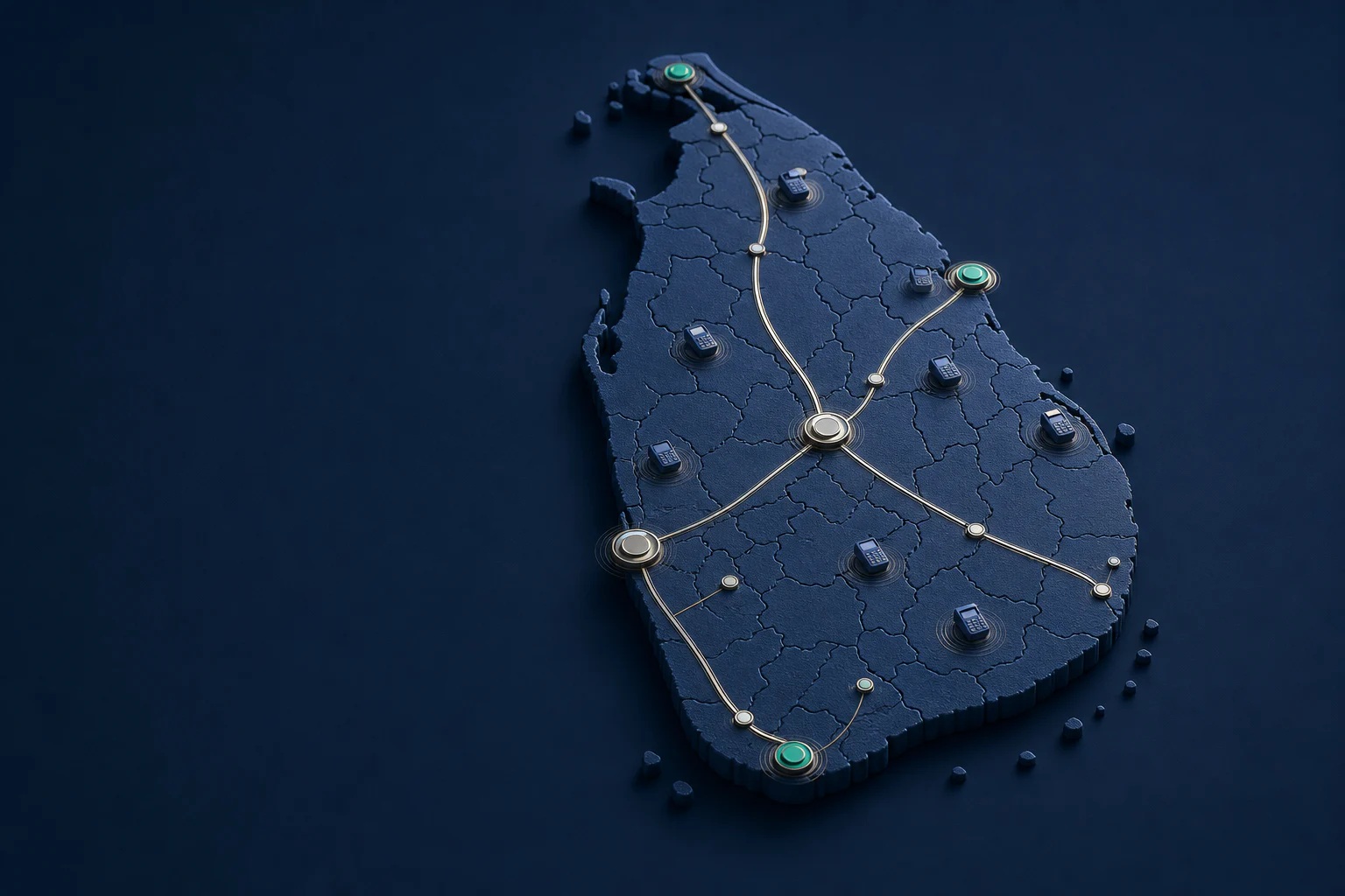 Relief map showing payment gateway sri lanka routes for local merchant settlement